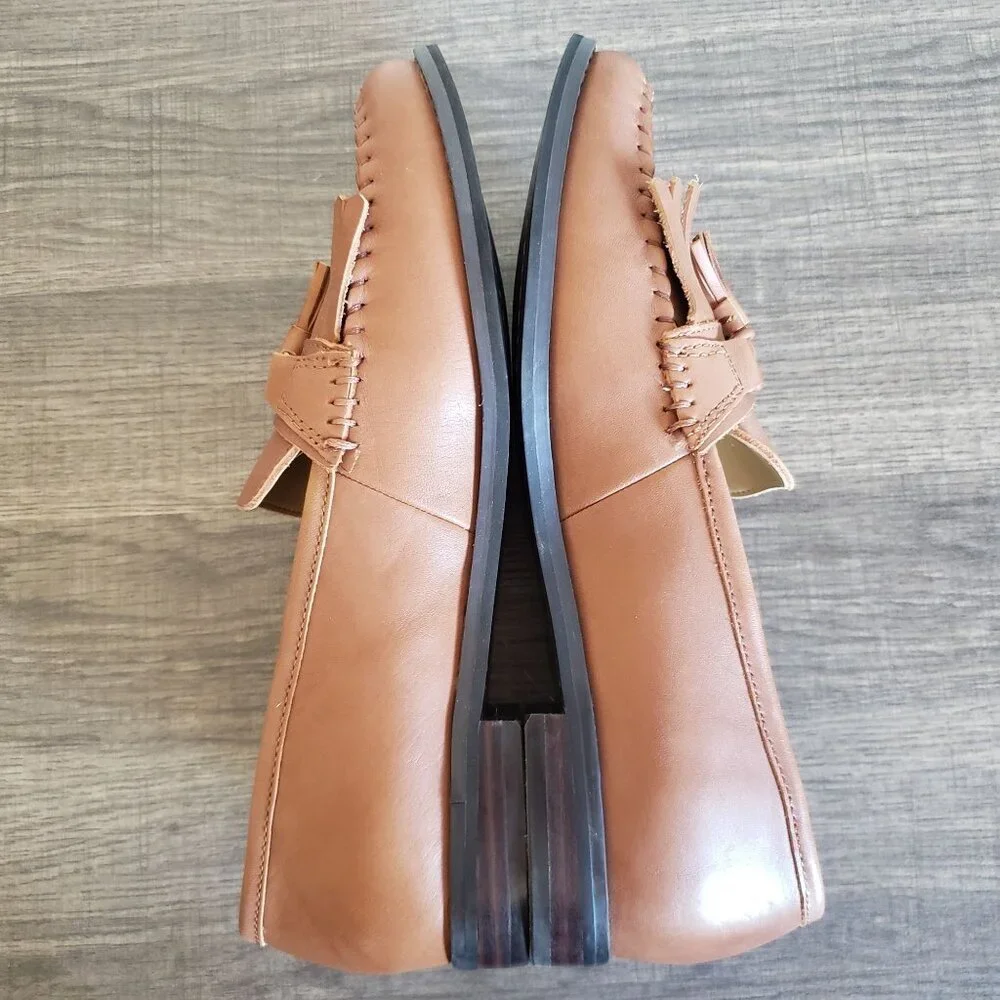 Talbots Leighton Kiltie Fringe Leather Slip-On Loafer Shoes Brown Size Women's 8 - Picture 7 of 12